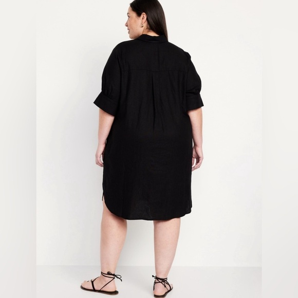 NWT! Black Linen-Blend Shirt Dress - Multiple Sizes💛 - Picture 7 of 10